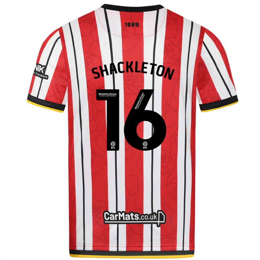 Danxen Donna Maglia Jamie Shackleton #16 Rosso Strisce Bianche Kit Gara Home 2024/25 Maglietta