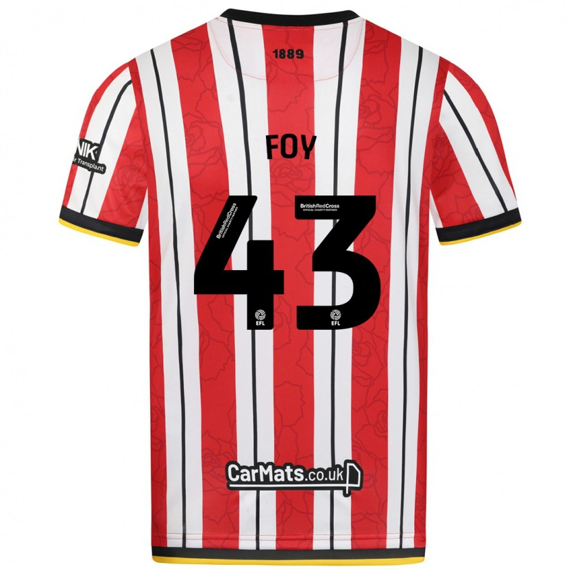 Danxen Donna Maglia Gus Foy #43 Rosso Strisce Bianche Kit Gara Home 2024/25 Maglietta