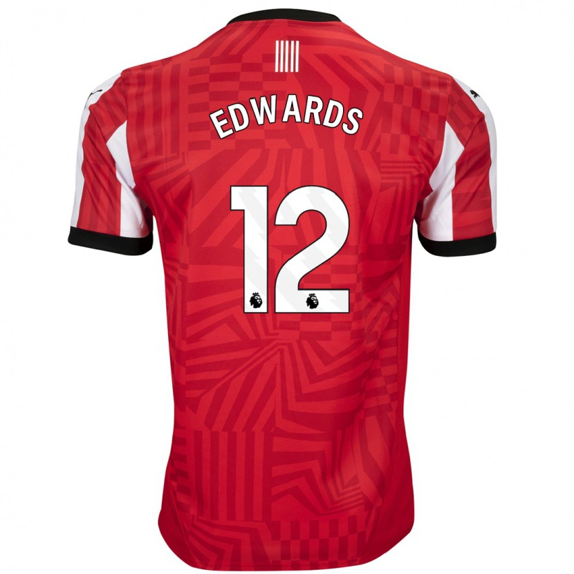 Danxen Donna Maglia Ronnie Edwards #12 Rosso Bianco Kit Gara Home 2024/25 Maglietta