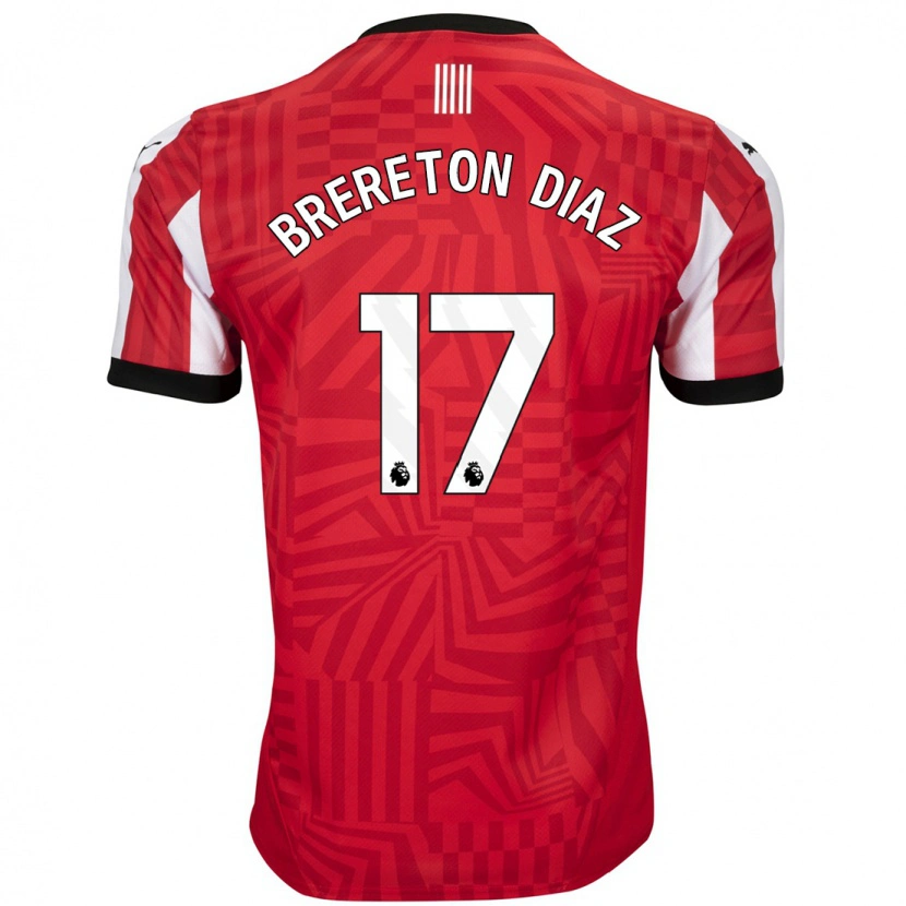 Danxen Donna Maglia Ben Brereton Díaz #17 Rosso Bianco Kit Gara Home 2024/25 Maglietta