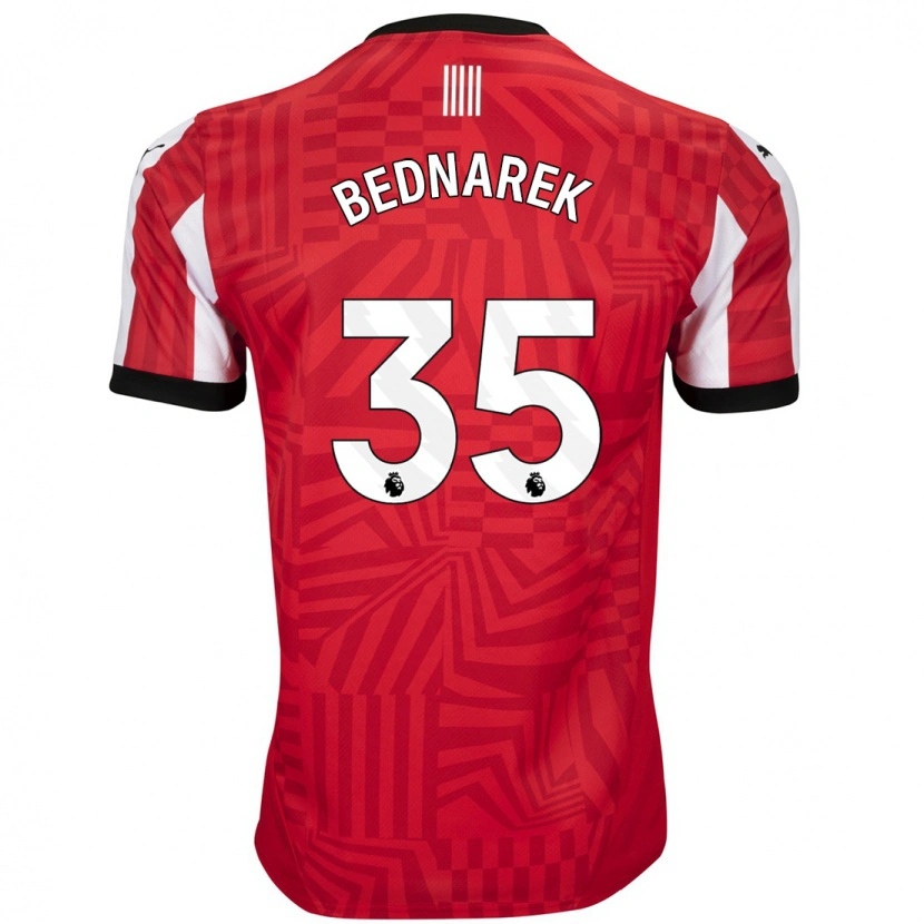 Danxen Donna Maglia Jan Bednarek #35 Rosso Bianco Kit Gara Home 2024/25 Maglietta