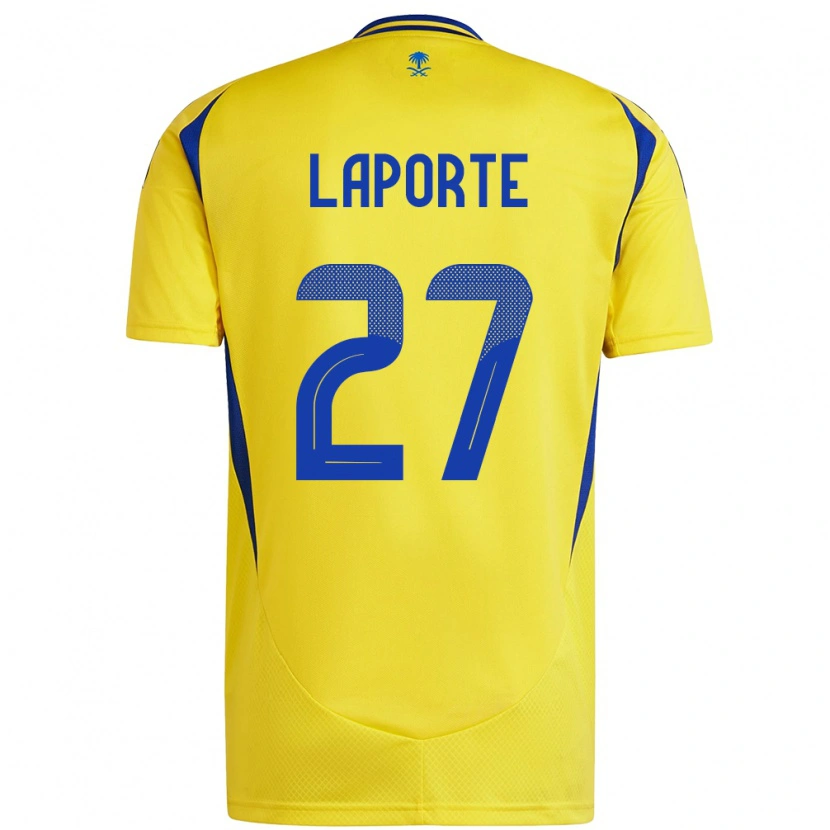 Danxen Donna Maglia Aymeric Laporte #27 Giallo Blu Kit Gara Home 2024/25 Maglietta