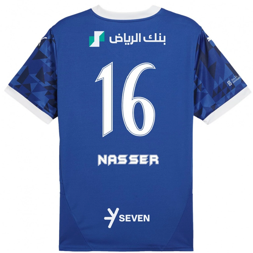 Danxen Donna Maglia Nasser Al-Dawsari #16 Blu Scuro Bianco Kit Gara Home 2024/25 Maglietta