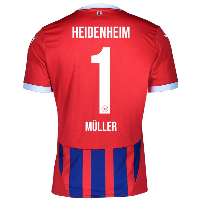 Danxen Donna Maglia Kevin Müller #1 Rosso Blu Kit Gara Home 2024/25 Maglietta