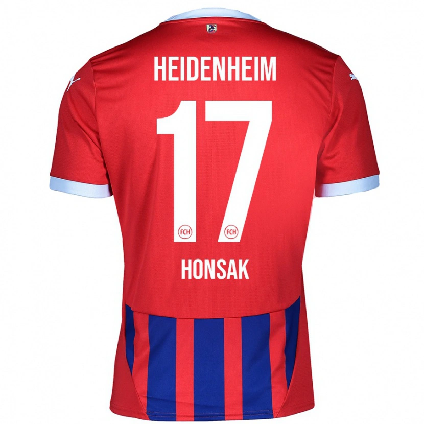 Danxen Donna Maglia Mathias Honsak #17 Rosso Blu Kit Gara Home 2024/25 Maglietta