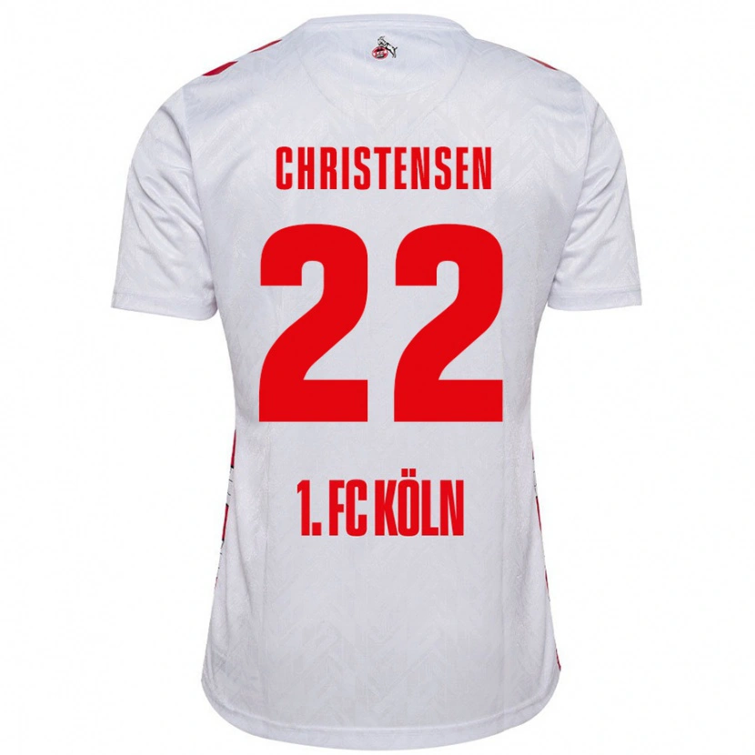 Danxen Donna Maglia Jacob Christensen #22 Bianco Rosso Kit Gara Home 2024/25 Maglietta