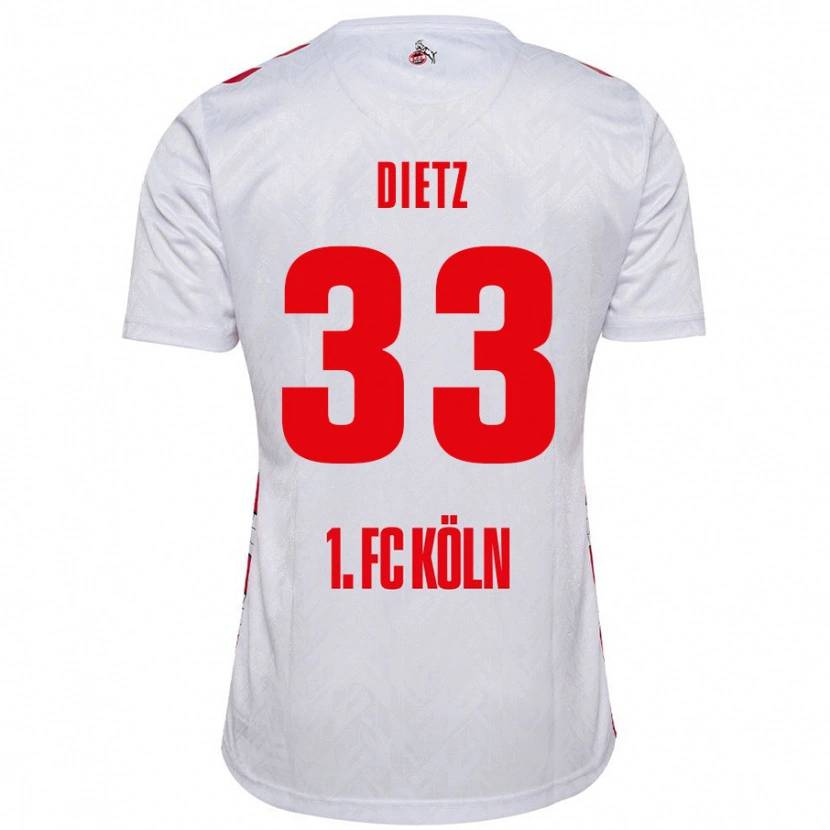 Danxen Donna Maglia Florian Dietz #33 Bianco Rosso Kit Gara Home 2024/25 Maglietta