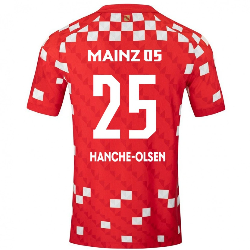 Danxen Donna Maglia Andreas Hanche-Olsen #25 Bianco Rosso Kit Gara Home 2024/25 Maglietta