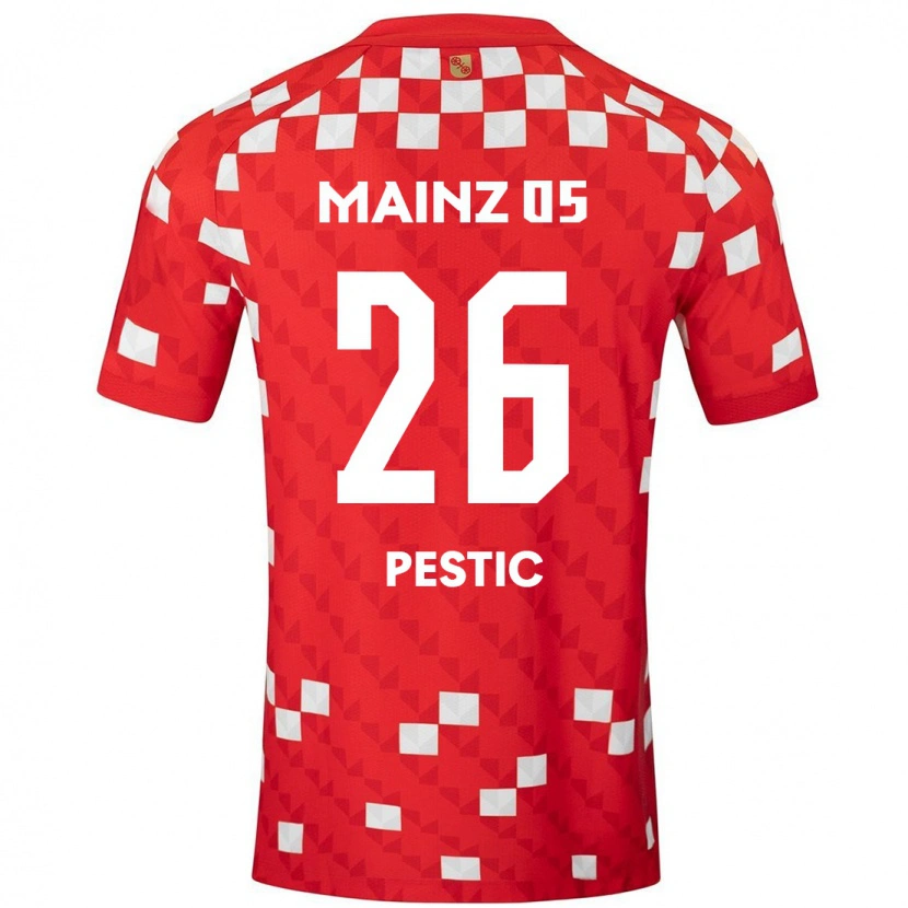 Danxen Donna Maglia Dominik Pestic #26 Bianco Rosso Kit Gara Home 2024/25 Maglietta