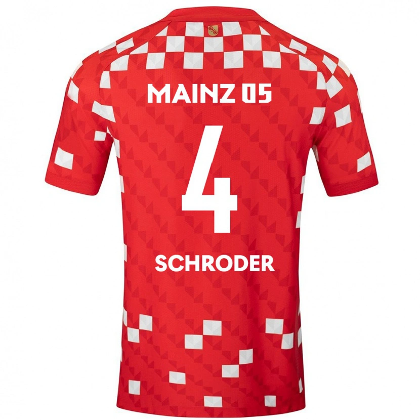 Danxen Donna Maglia Lara Schröder #4 Bianco Rosso Kit Gara Home 2024/25 Maglietta
