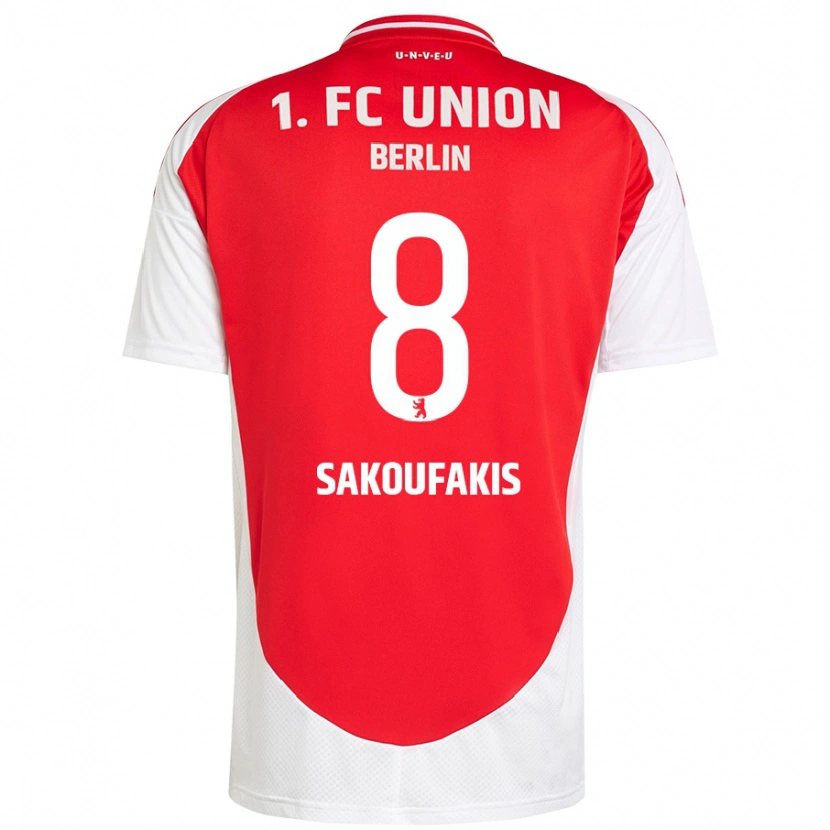 Danxen Donna Maglia Theodor Sakoufakis #8 Rosso Bianco Kit Gara Home 2024/25 Maglietta