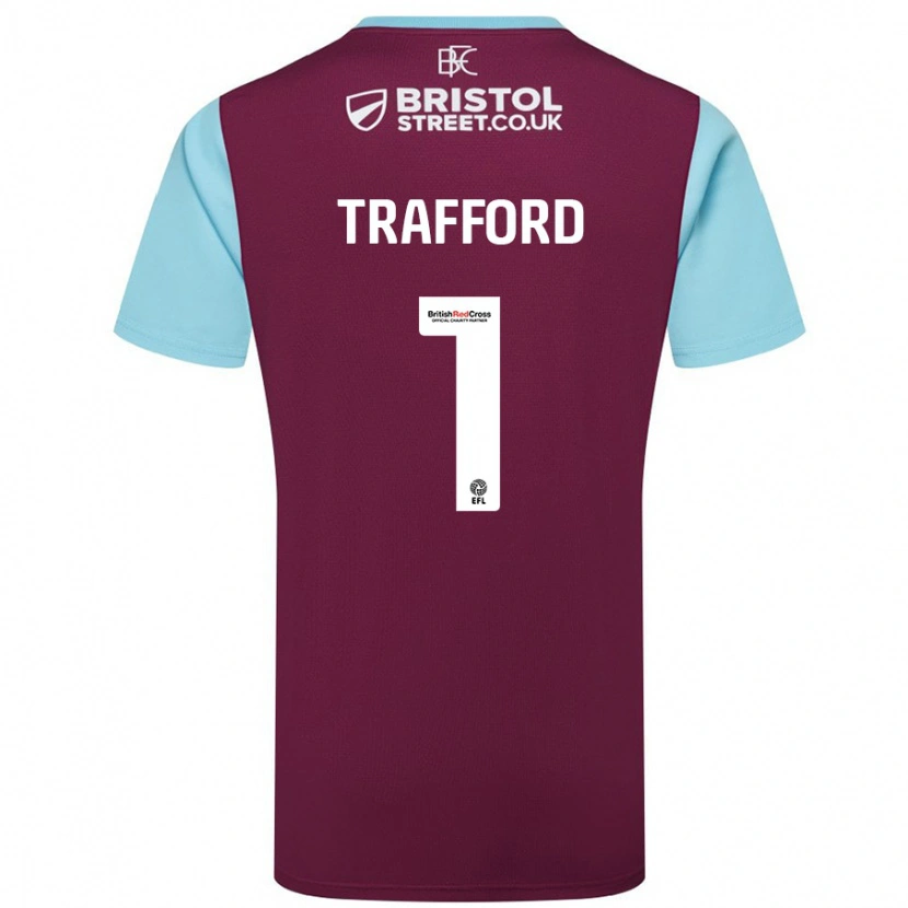 Danxen Donna Maglia James Trafford #1 Borgogna Azzurro Kit Gara Home 2024/25 Maglietta