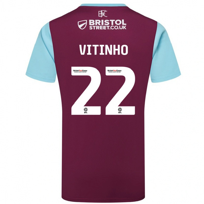 Danxen Donna Maglia Vitinho #22 Borgogna Azzurro Kit Gara Home 2024/25 Maglietta