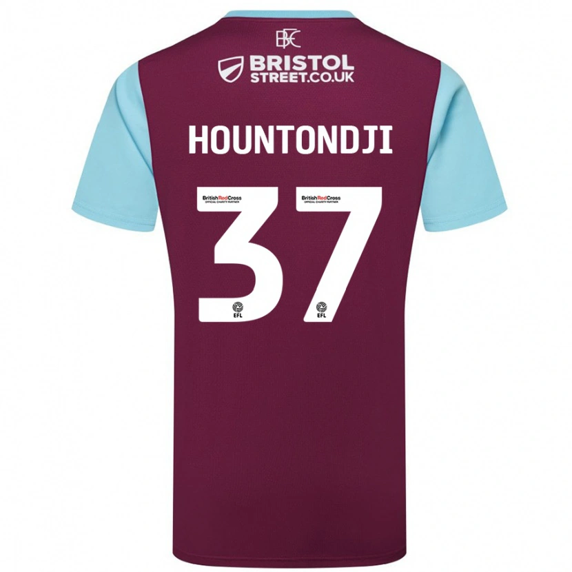 Danxen Donna Maglia Andreas Hountondji #37 Borgogna Azzurro Kit Gara Home 2024/25 Maglietta