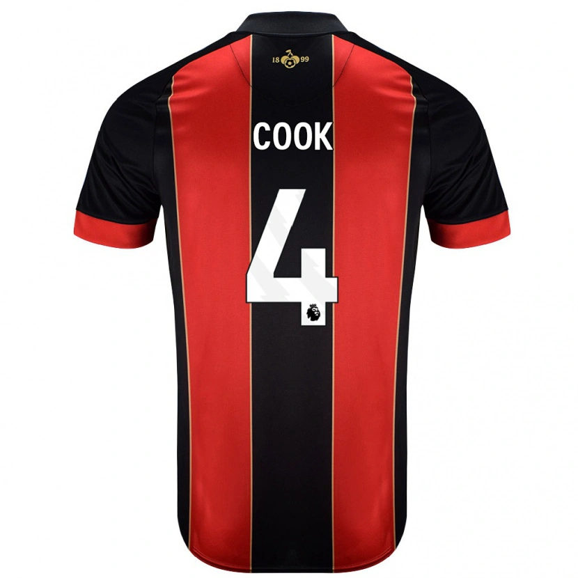Danxen Donna Maglia Lewis Cook #4 Rosso Nero Kit Gara Home 2024/25 Maglietta