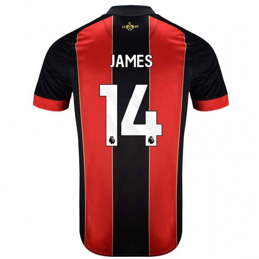 Danxen Donna Maglia Katie James #14 Rosso Nero Kit Gara Home 2024/25 Maglietta