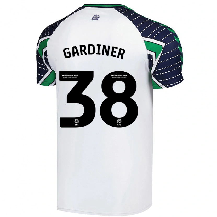 Danxen Donna Maglia Harry Gardiner #38 Bianco Kit Gara Away 2024/25 Maglietta