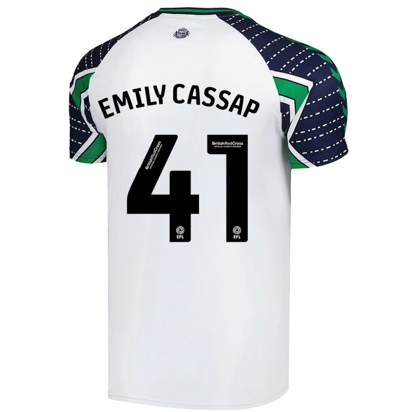 Danxen Donna Maglia Emily Cassap #41 Bianco Kit Gara Away 2024/25 Maglietta