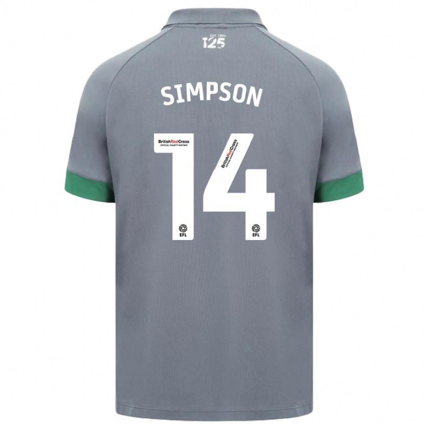 Danxen Donna Maglia Jasmine Simpson #14 Grigio Scuro Kit Gara Away 2024/25 Maglietta
