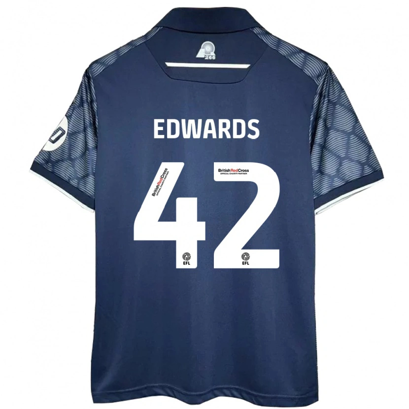 Danxen Donna Maglia Callum Edwards #42 Nero Kit Gara Away 2024/25 Maglietta