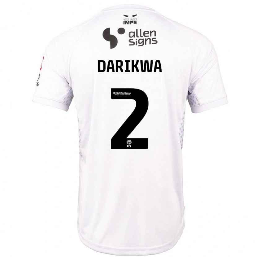 Danxen Donna Maglia Tendayi Darikwa #2 Rosso Bianco Kit Gara Away 2024/25 Maglietta