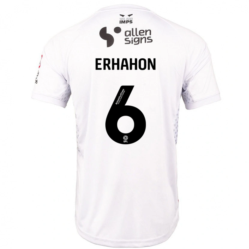 Danxen Donna Maglia Ethan Erhahon #6 Rosso Bianco Kit Gara Away 2024/25 Maglietta