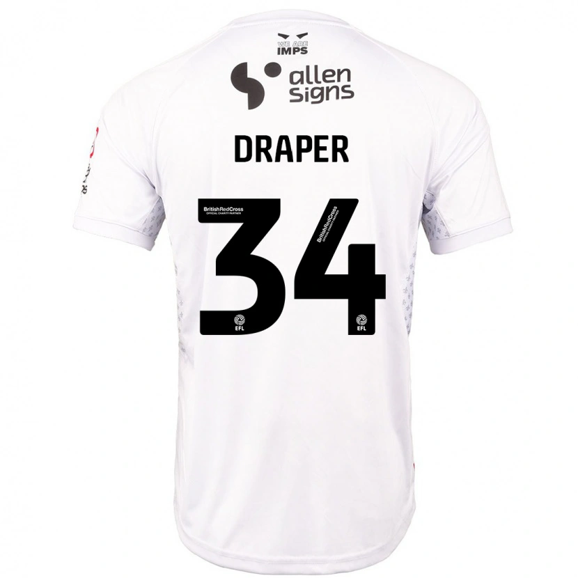 Danxen Donna Maglia Freddie Draper #34 Rosso Bianco Kit Gara Away 2024/25 Maglietta
