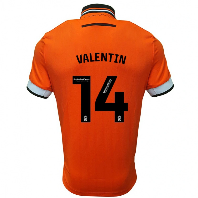 Danxen Donna Maglia Pol Valentín #14 Arancione Bianco Kit Gara Away 2024/25 Maglietta