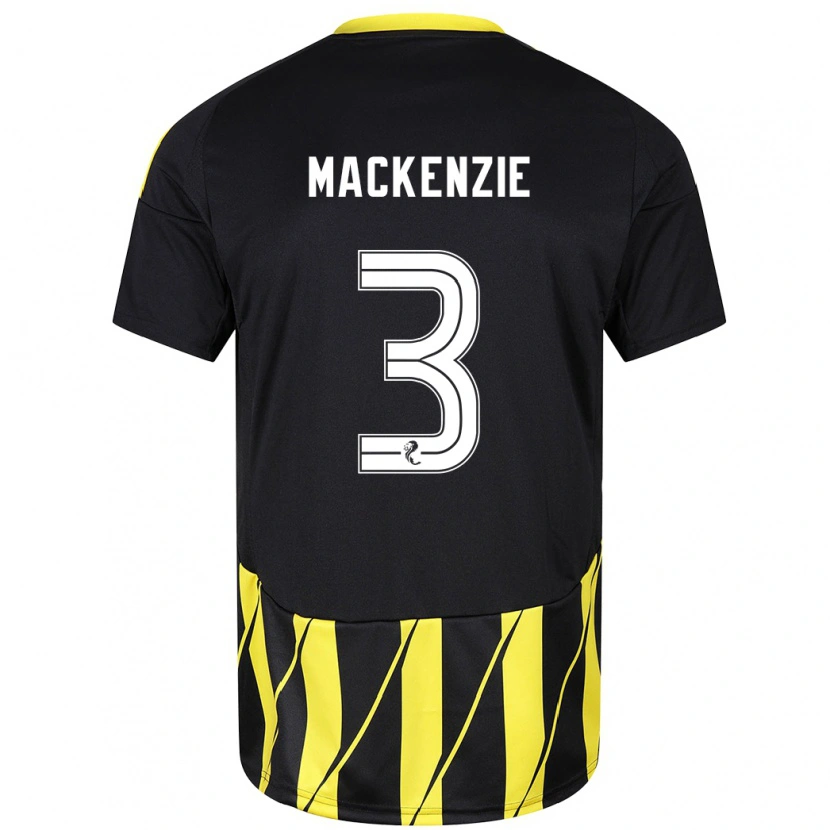 Danxen Donna Maglia Jack Mackenzie #3 Nero Giallo Kit Gara Away 2024/25 Maglietta