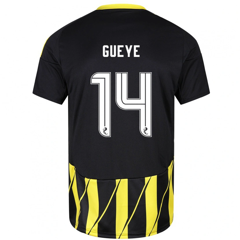 Danxen Donna Maglia Pape Habib Guèye #14 Nero Giallo Kit Gara Away 2024/25 Maglietta
