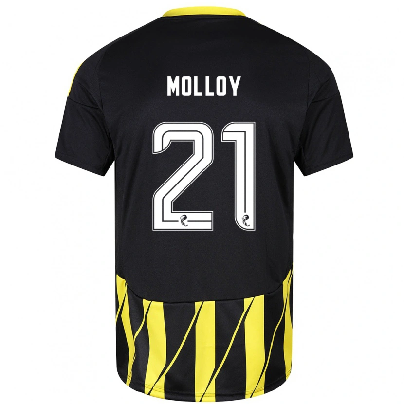 Danxen Donna Maglia Gavin Molloy #21 Nero Giallo Kit Gara Away 2024/25 Maglietta