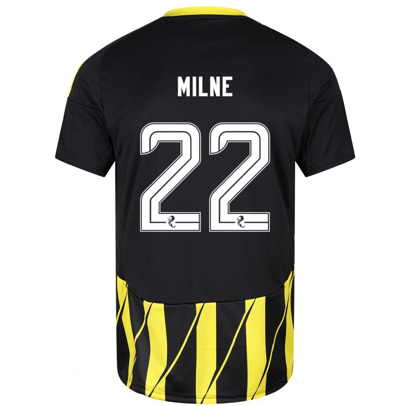 Danxen Donna Maglia Jack Milne #22 Nero Giallo Kit Gara Away 2024/25 Maglietta