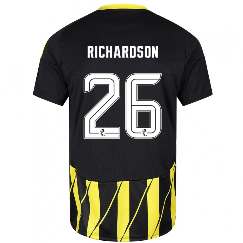 Danxen Donna Maglia Jayden Richardson #26 Nero Giallo Kit Gara Away 2024/25 Maglietta