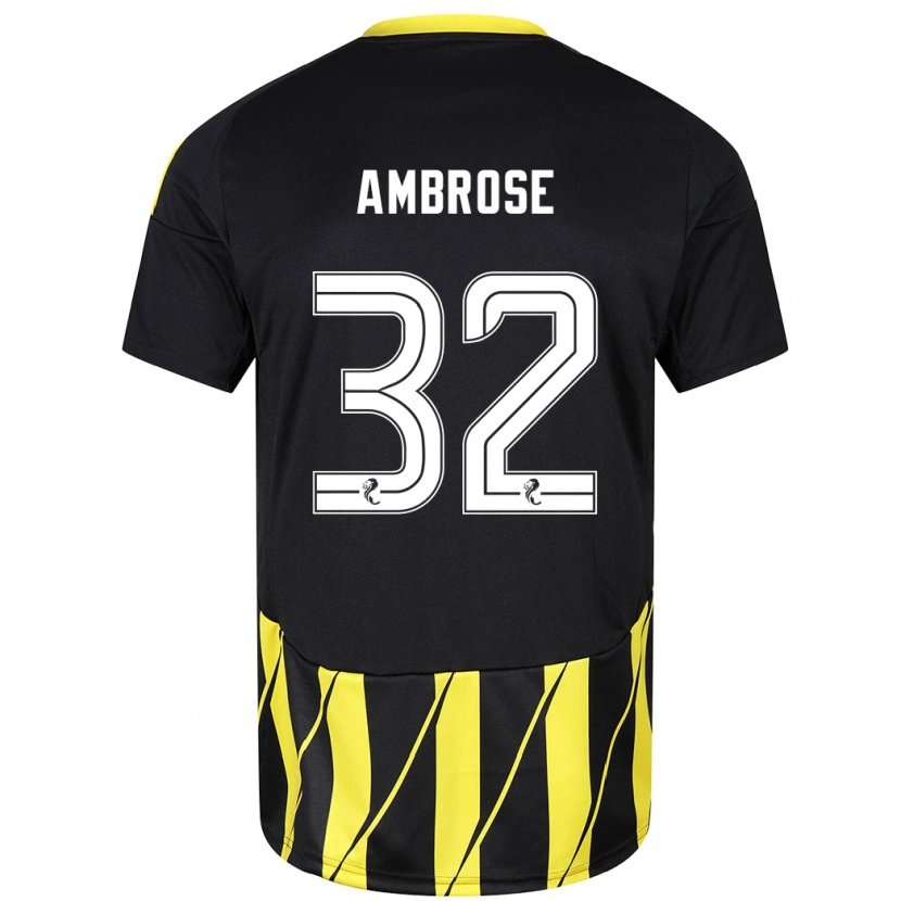 Danxen Donna Maglia Peter Ambrose #32 Nero Giallo Kit Gara Away 2024/25 Maglietta