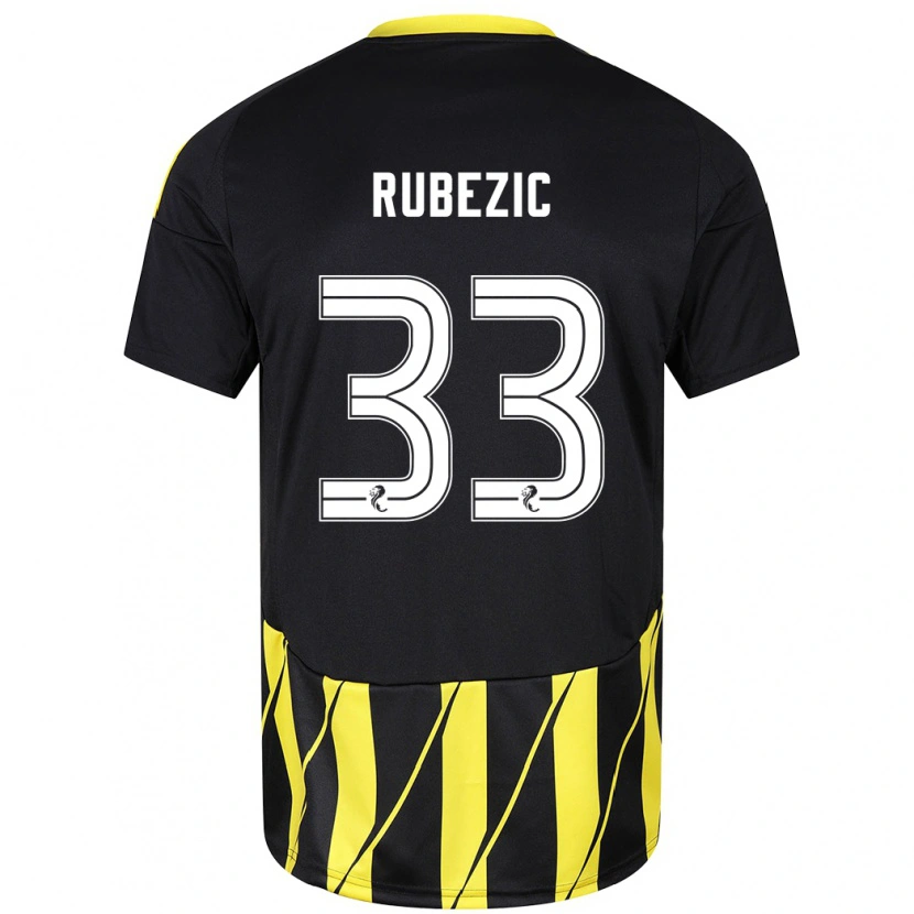 Danxen Donna Maglia Slobodan Rubezic #33 Nero Giallo Kit Gara Away 2024/25 Maglietta