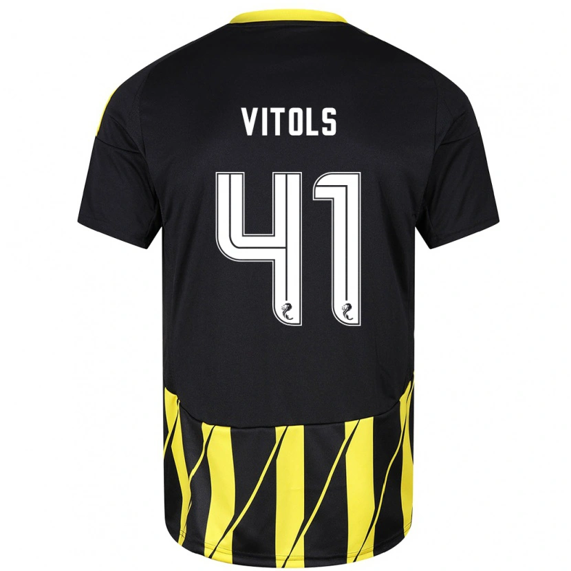 Danxen Donna Maglia Rodrigo Vitols #41 Nero Giallo Kit Gara Away 2024/25 Maglietta