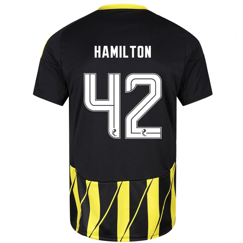 Danxen Donna Maglia Brendan Hamilton #42 Nero Giallo Kit Gara Away 2024/25 Maglietta