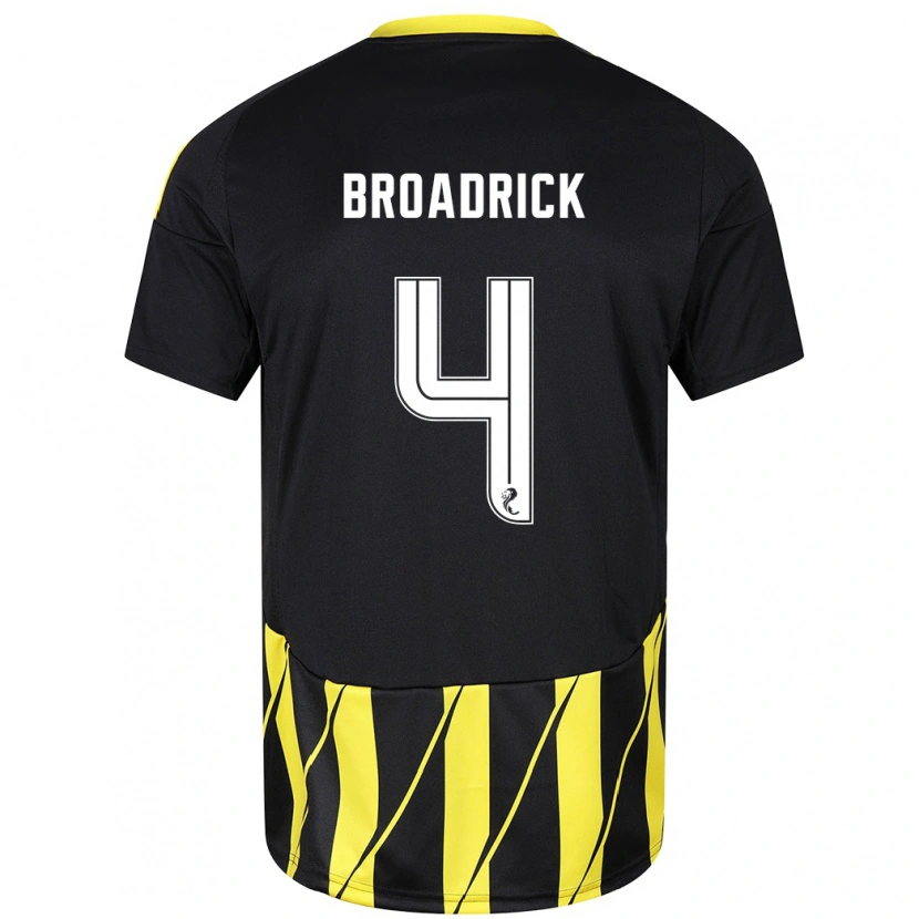 Danxen Donna Maglia Jessica Broadrick #4 Nero Giallo Kit Gara Away 2024/25 Maglietta