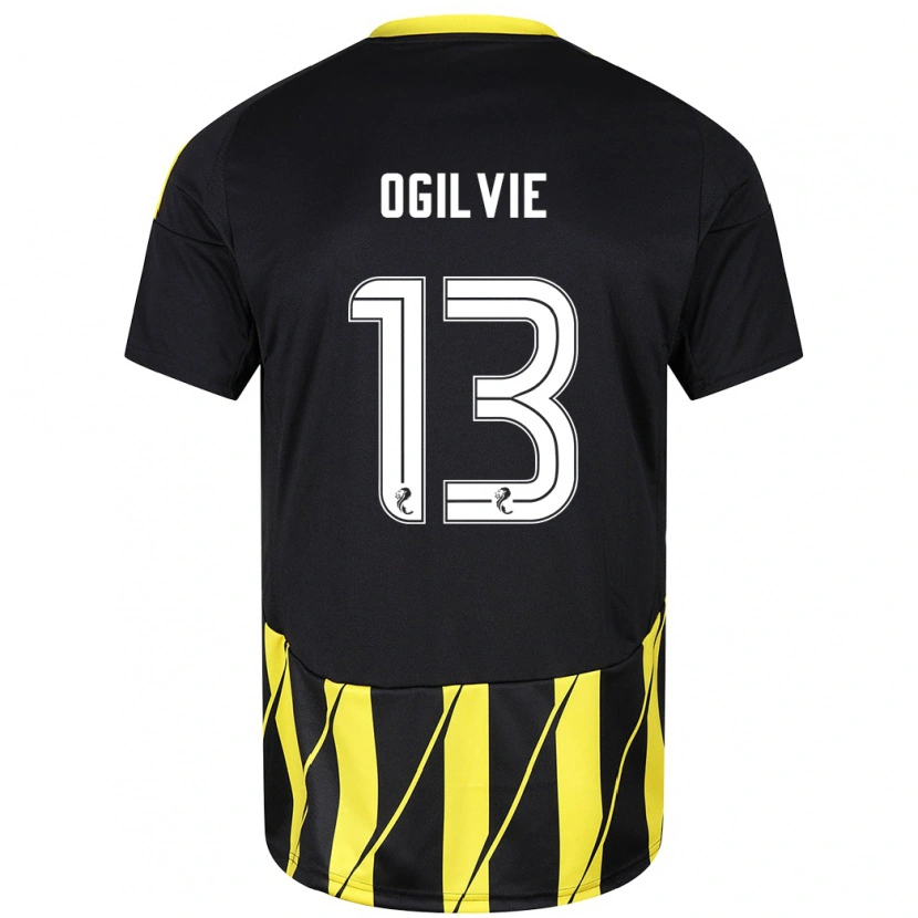 Danxen Donna Maglia Francesca Ogilvie #13 Nero Giallo Kit Gara Away 2024/25 Maglietta