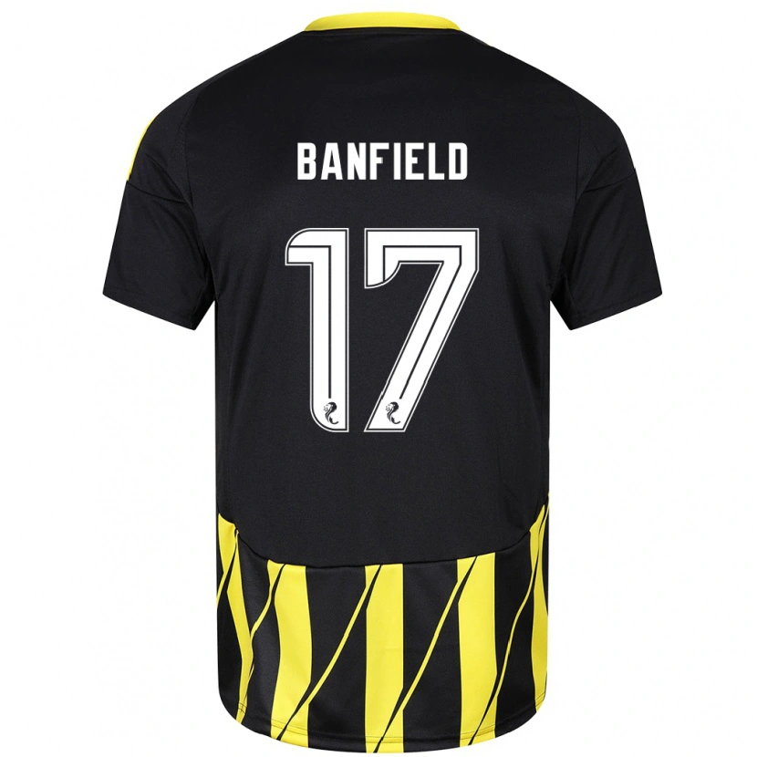 Danxen Donna Maglia Keeley Banfield #17 Nero Giallo Kit Gara Away 2024/25 Maglietta