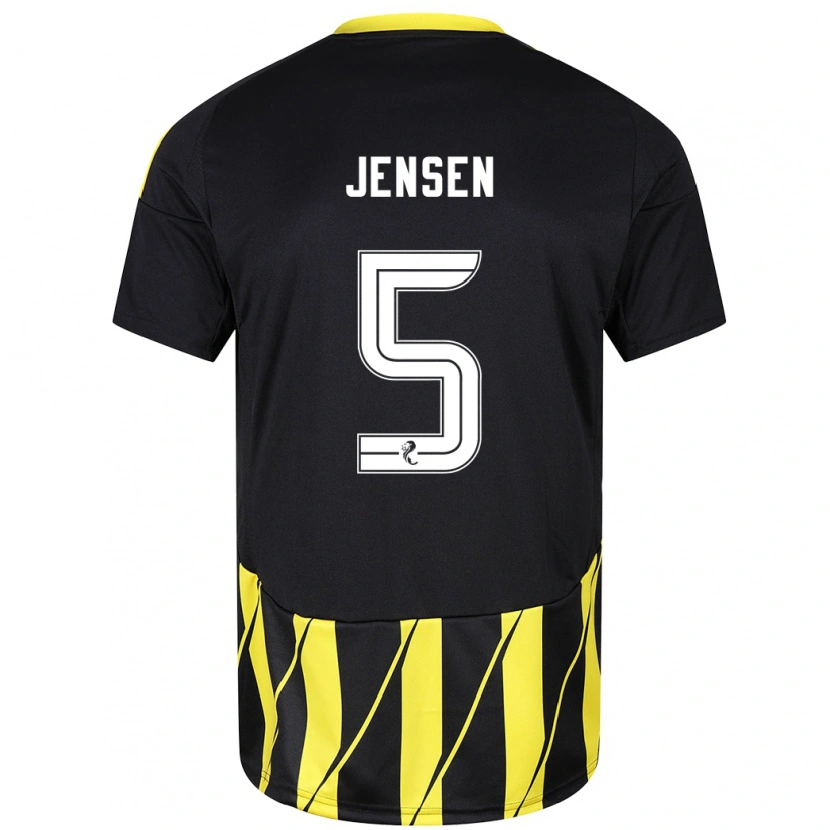 Danxen Donna Maglia Richard Jensen #5 Nero Giallo Kit Gara Away 2024/25 Maglietta