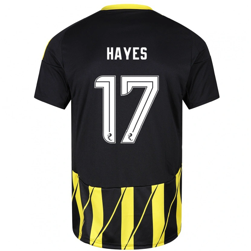 Danxen Donna Maglia Jonny Hayes #17 Nero Giallo Kit Gara Away 2024/25 Maglietta