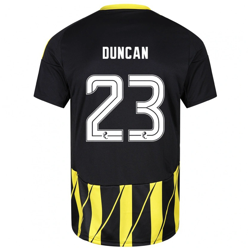 Danxen Donna Maglia Ryan Duncan #23 Nero Giallo Kit Gara Away 2024/25 Maglietta