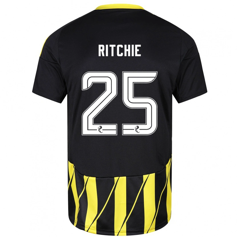 Danxen Donna Maglia Tom Ritchie #25 Nero Giallo Kit Gara Away 2024/25 Maglietta