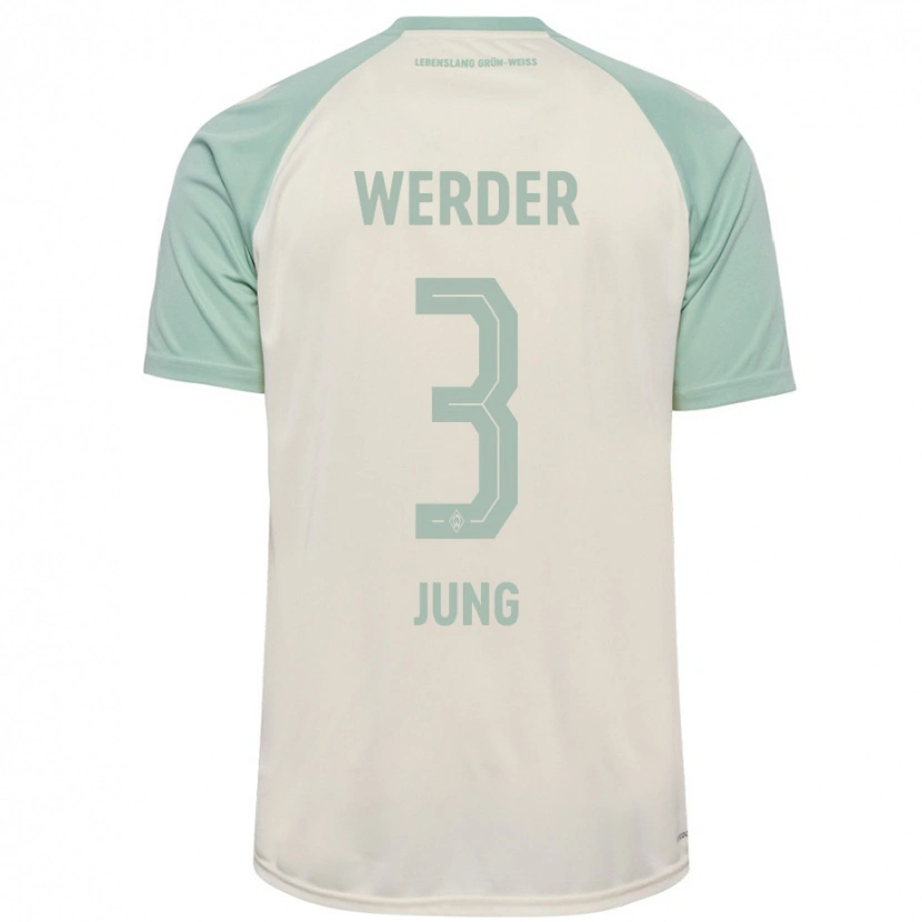 Danxen Donna Maglia Anthony Jung #3 Bianco Sporco Verde Chiaro Kit Gara Away 2024/25 Maglietta