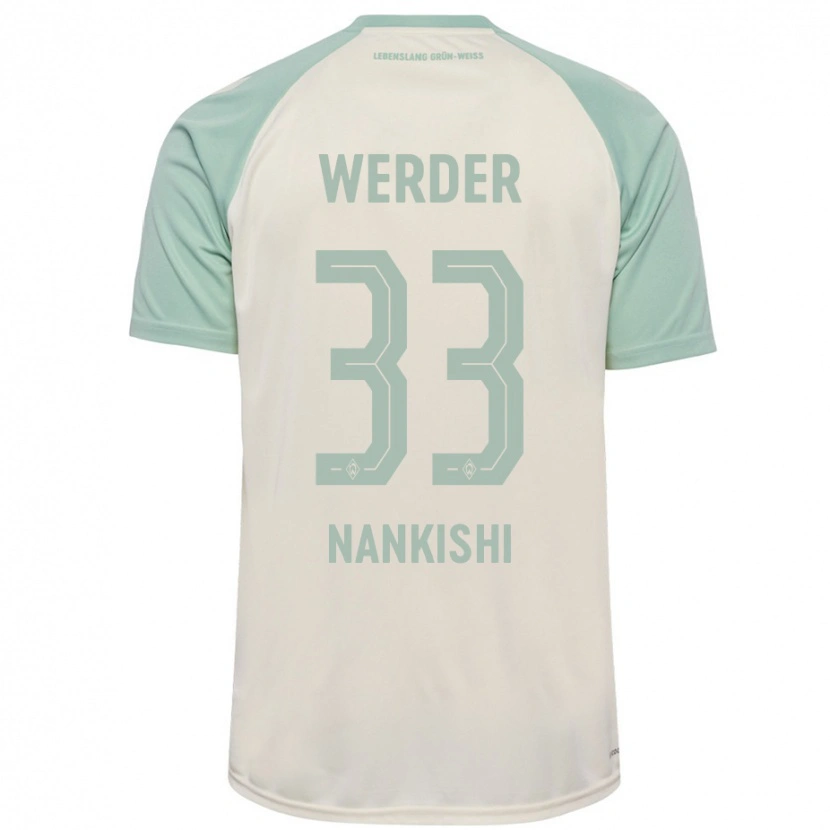 Danxen Donna Maglia Abdenego Nankishi #33 Bianco Sporco Verde Chiaro Kit Gara Away 2024/25 Maglietta