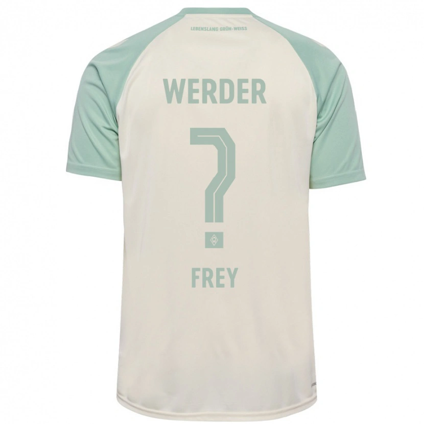 Danxen Donna Maglia Elias Frey #0 Bianco Sporco Verde Chiaro Kit Gara Away 2024/25 Maglietta
