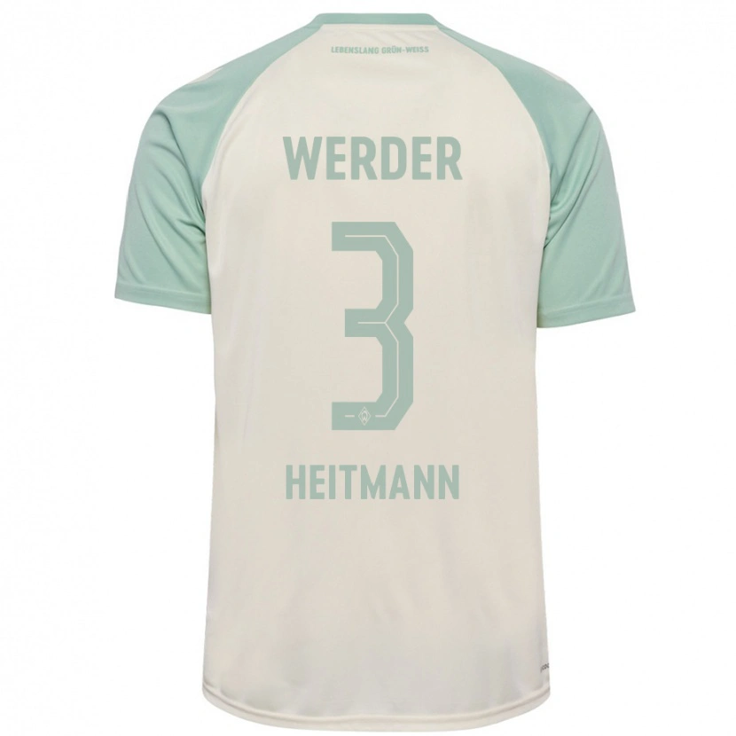 Danxen Donna Maglia Mats Heitmann #3 Bianco Sporco Verde Chiaro Kit Gara Away 2024/25 Maglietta