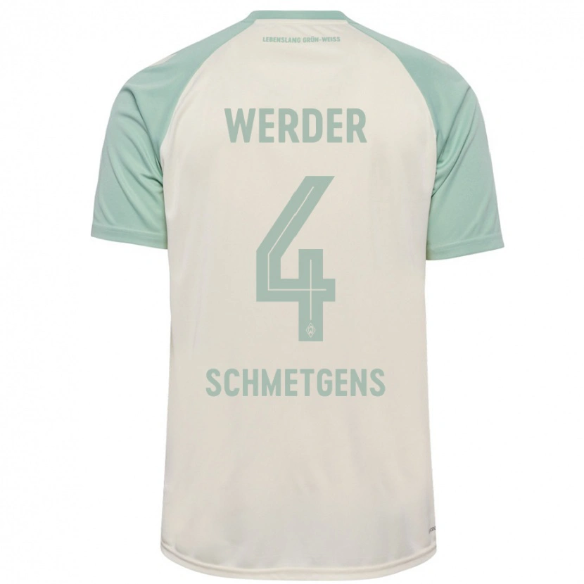 Danxen Donna Maglia Mick Schmetgens #4 Bianco Sporco Verde Chiaro Kit Gara Away 2024/25 Maglietta