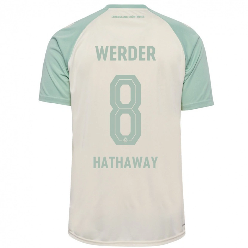 Danxen Donna Maglia Max Hathaway #8 Bianco Sporco Verde Chiaro Kit Gara Away 2024/25 Maglietta
